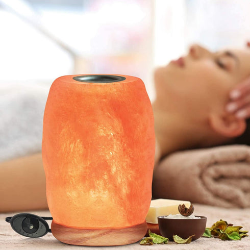 Aroma Salt Lamp With Wooden Base | HIMALAYAN GLOW